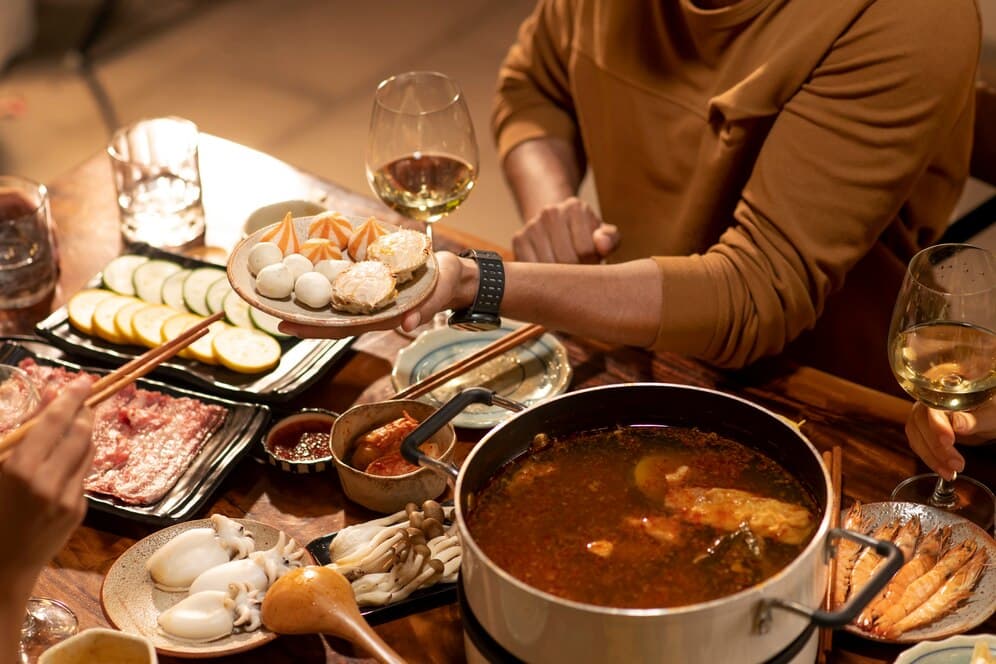 hot pot with wine